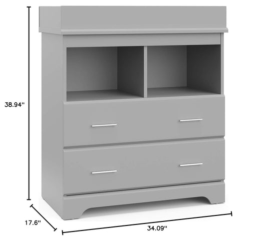 Brookside 2 Drawer Changing Table Dresser (Pebble Gray) – GREENGUARD